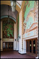Casino lobby with large frescoes, Catalina Island. California, USA ( color)