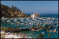 Beach, Pier, harbor, and casino from above, Avalon, Catalina. California, USA ( color)