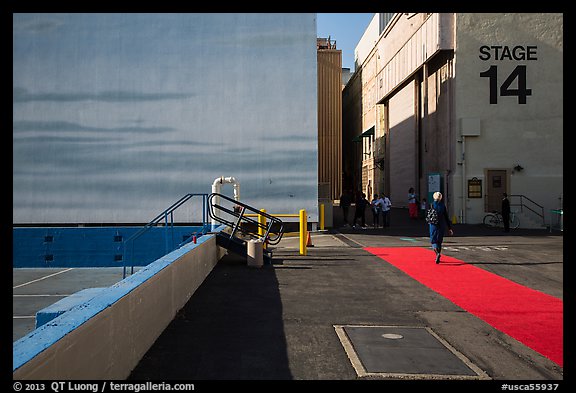 Red carpet and Blue Sky Tank, Paramount Pictures Studios. Hollywood, Los Angeles, California, USA (color)
