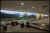 Baggage claim area and Yosemite murals, Fresno Yosemite Airport. California, USA ( color)