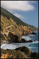 Highway snaking above the ocean. Big Sur, California, USA ( color)