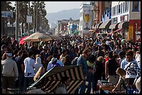Crowds on Ocean Front Walk. Venice, Los Angeles, California, USA ( color)