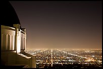 Griffith Observatory and street lights at night. Los Angeles, California, USA ( color)