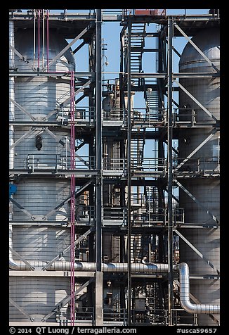 Detail of stairs and process unit in oil refinery, Manhattan Beach. Los Angeles, California, USA (color)