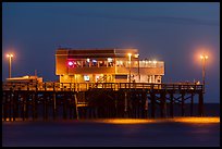 Newport Pier and restaurant at night. Newport Beach, Orange County, California, USA ( color)