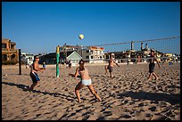 People playing volleyball on beach, Hermosa Beach. Los Angeles, California, USA ( color)
