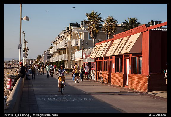 Beachfront promenade, Hermosa Beach. Los Angeles, California, USA (color)