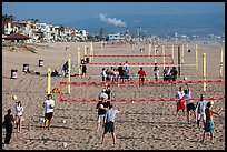 Beach Volleyball class, Manhattan Beach. Los Angeles, California, USA ( color)