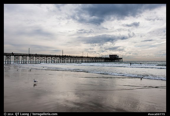 Newport Pier and clouds. Newport Beach, Orange County, California, USA