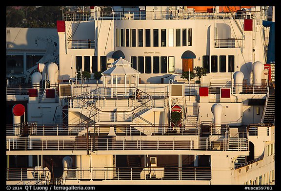 Detail of Queen Mary stern. Long Beach, Los Angeles, California, USA (color)