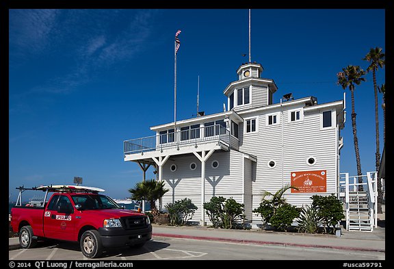 Historic Lifeguard station. Long Beach, Los Angeles, California, USA (color)