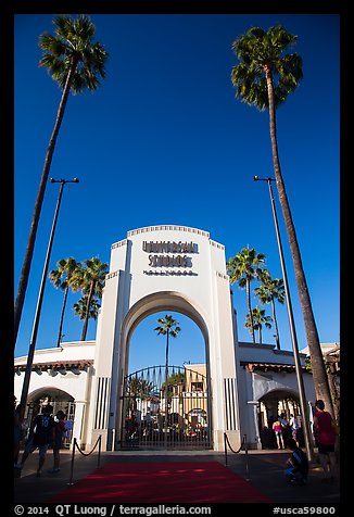 Entrance gate, Universal Studios. Universal City, Los Angeles, California, USA (color)