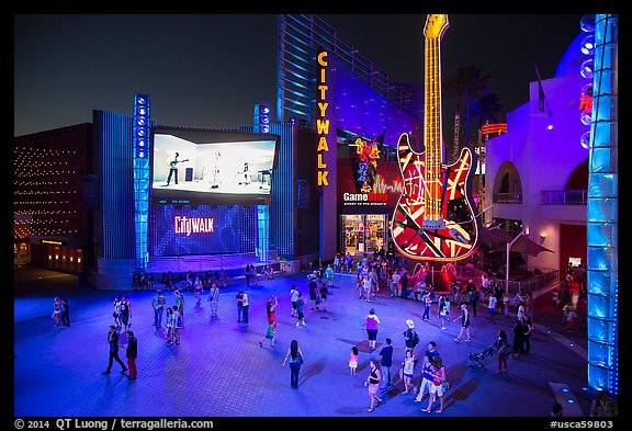 Universal Citywalk at night. Universal City, Los Angeles, California, USA (color)