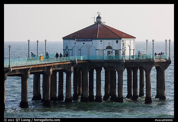 Aquarium and cafe on pier, Manhattan Beach. Los Angeles, California, USA (color)