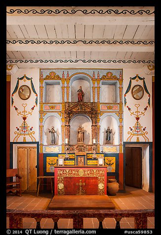 Chapel interior, El Presidio. Santa Barbara, California, USA (color)