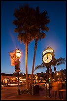 Old Town clock at dusk, State Street. Santa Barbara, California, USA ( color)