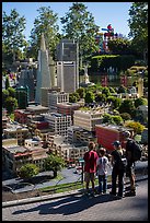 Familly looks at San Francisco built from legos, Legoland, Carlsbad. California, USA ( color)