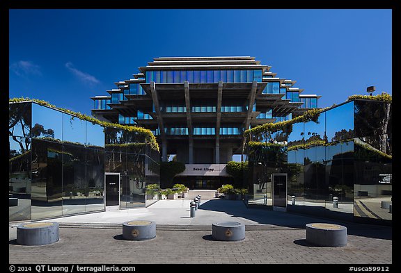 Entrance of Geisel Library, University of California. La Jolla, San Diego, California, USA (color)