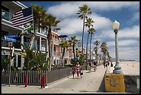 Beachfront houses and walkway, Mission Beach. San Diego, California, USA ( color)