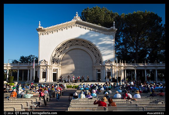 Music performance at Spreckels Pavilion. San Diego, California, USA (color)