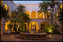 Casa de Balboa mauresque courtyard at dusk. San Diego, California, USA ( color)