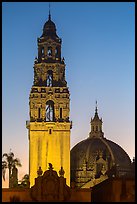 Museum of Man tower and dome at dusk. San Diego, California, USA ( color)