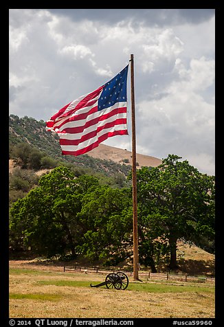 American flag, Fort Tejon. California, USA (color)
