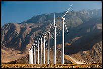 Wind turbines and mountains, San Gorgonio Pass. California, USA ( color)
