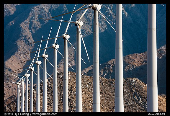 Row of Wind turbines, San Gorgonio Pass. California, USA (color)