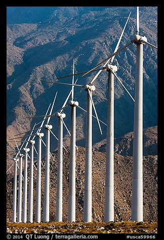 Wind power turbines, San Gorgonio Pass. California, USA (color)