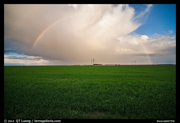 Pasture and rainbow in the spring. California, USA (color)