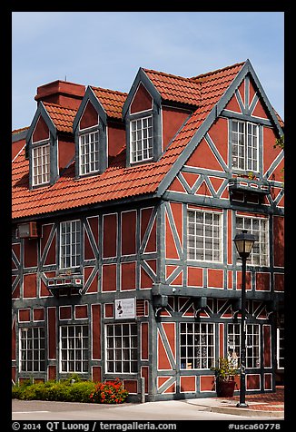 Red half-timbered building. Solvang, California, USA (color)