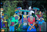 Painted cutouts in garden. Big Sur, California, USA ( color)