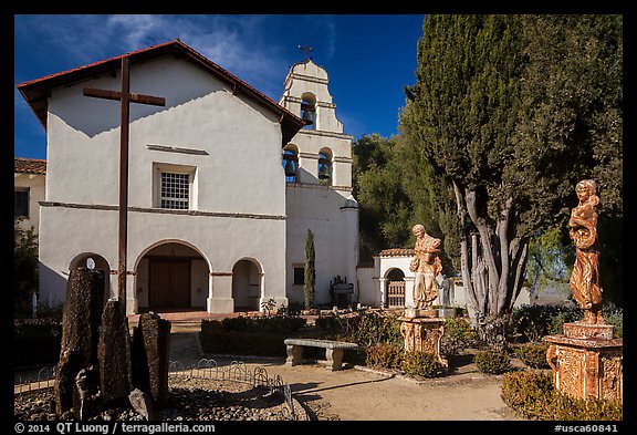 Church and bell tower, Mission San Juan Bautista. San Juan Bautista, California, USA