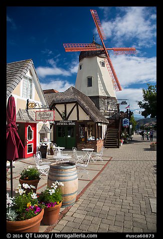 Bakery and windmill. Solvang, California, USA (color)