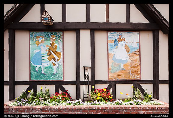 Mural decor on danish-style building. Solvang, California, USA (color)