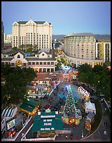Aerial view of Christmas in the Park and Fairmont Hotel. San Jose, California, USA ( color)