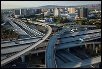 Aerial view of highway exchange and downtown. San Jose, California, USA ( color)