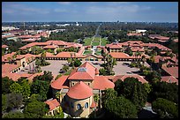 Aerial view of Memorial Church, Main Quad, and Oval. Stanford University, California, USA ( color)