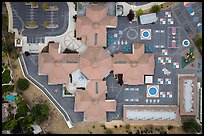 Aerial view of Silver Oak school roofs and courtyards. San Jose, California, USA ( color)