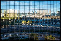 Aerial view of building with multiple glass walls. San Jose, California, USA ( color)