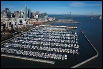 Aerial view of South Beach Harbor, downtown, and Bay Bridge. San Francisco, California, USA ( color)