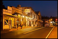 Iron Door Saloon and Groveland main street at night. California, USA ( color)