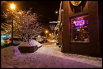 Main street in winter at night, Truckee. California, USA ( color)