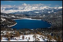 Donner Lake and snowy mountains in winter. California, USA ( color)