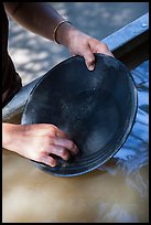 Hands holding pan, Gold Bug Mine, Placerville. California, USA ( color)