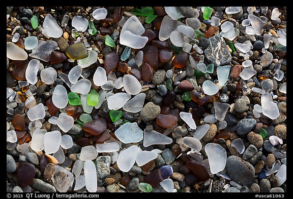 Seaglass close-up. Fort Bragg, California, USA (color)