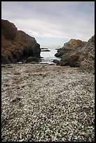 Rocky beach cove filled with seaglass. Fort Bragg, California, USA ( color)