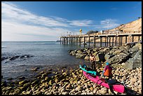 Sea Kayakers and Wharf. California, USA ( color)