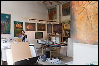Artist in painting studio. Berkeley, California, USA ( color)